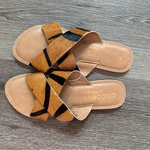 Brand new tiger animal print sandals.